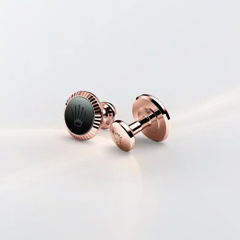 Rolex ‘Fluted’ cufflinks in Everose gold, A1035 at Crisson