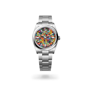 Rolex Oyster Perpetual 36 in Oystersteel with a Multicoloured, Jubilee motif dial, domed  bezel, and Oyster bracelet - Crisson