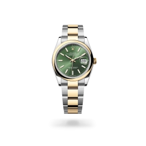 Rolex Datejust 36 in Oystersteel and yellow gold with Olive green dial, and Oyster bracelet -  Crisson