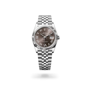 Rolex Datejust 36 in Oystersteel and white gold with Dark grey set with diamonds dial, and Jubilee bracelet -  Crisson