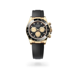 Rolex Cosmograph Daytona in yellow gold with Intense black and champagne-colour dial, and Oysterflex bracelet - Crisson