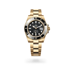Rolex Submariner Date in yellow gold with a black dial, black ceramic and gold bezel, and Oyster bracelet - Crisson