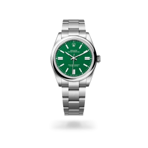 Rolex Oyster Perpetual 41  in Oystersteel with a Green dial, domed  bezel, and Oyster bracelet - Crisson