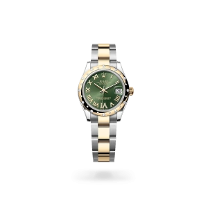 Rolex Datejust 31 in Oystersteel, yellow gold and diamonds with an Olive green set with diamonds dial, and Oyster bracelet - Crisson