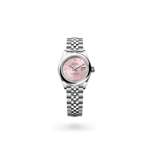Rolex Lady-Datejust 28 in Oystersteel with a Pink dial, Domed bezel, and Jubilee bracelet - Crisson