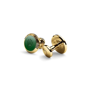 Rolex ‘Fluted’ cufflinks in yellow gold and ceramic , A1038 at Crisson