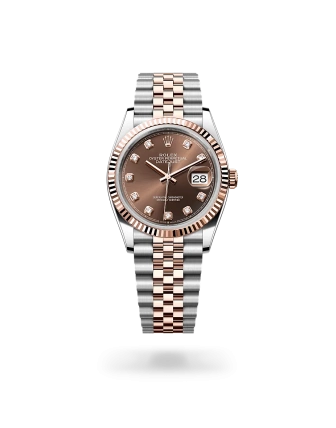 Rolex Datejust 36 in Oystersteel and Everose gold with Chocolate set with diamonds dial, and Jubilee bracelet - Crisson