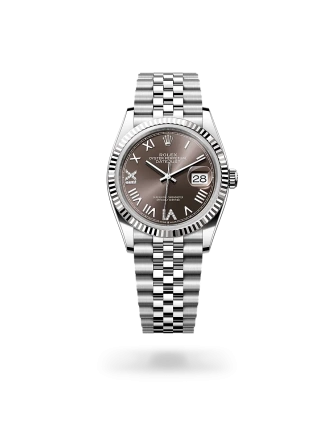 Rolex Datejust 36 in Oystersteel and white gold with Dark grey set with diamonds dial, and Jubilee bracelet -  Crisson