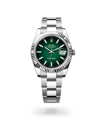 Rolex Datejust 41 in Oystersteel and white gold with a Green ombré dial, and Oyster bracelet -  Crisson