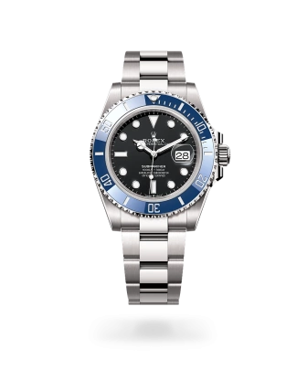 Rolex Submariner Date in white gold with a black dial, blue ceramic and platinum bezel, and Oyster bracelet - Crisson