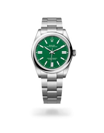 Rolex Oyster Perpetual 41  in Oystersteel with a Green dial, domed  bezel, and Oyster bracelet - Crisson