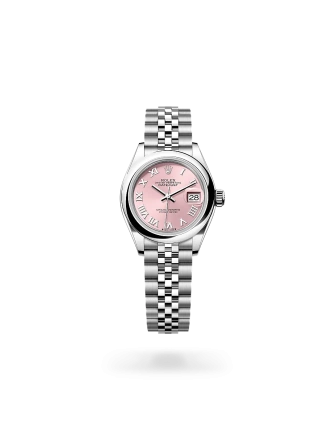 Rolex Lady-Datejust 28 in Oystersteel with a Pink dial, Domed bezel, and Jubilee bracelet - Crisson
