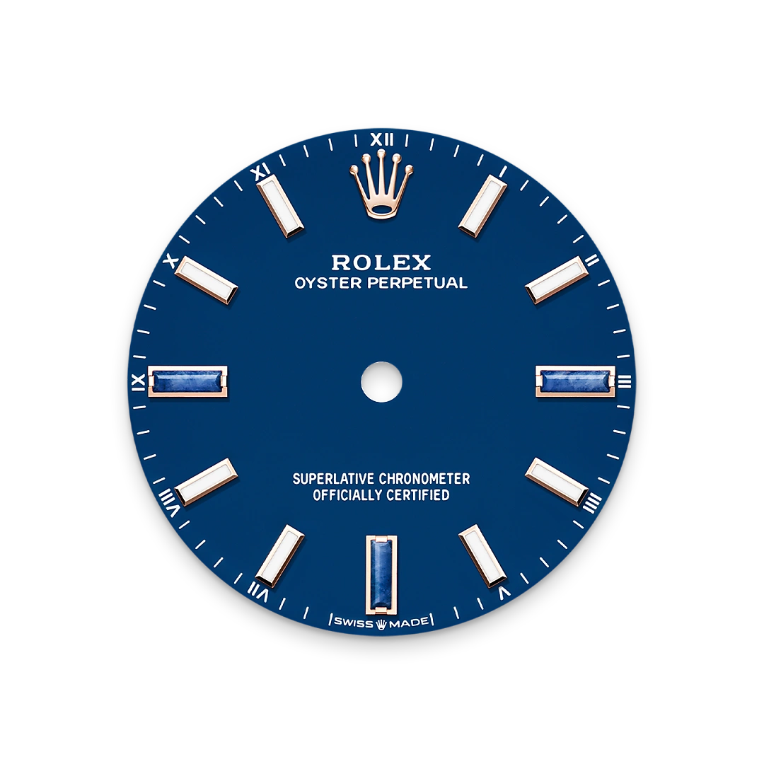 Rolex Oyster Perpetual 34 in Everose gold with a Blue stone dial, domed  bezel, and Oyster bracelet, m124205-0002 - Crisson
