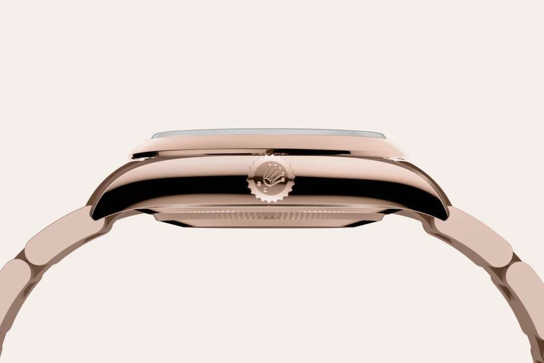 Rolex Oyster Perpetual 34 in Everose gold with a Blue stone dial, domed  bezel, and Oyster bracelet, m124205-0002 - Crisson