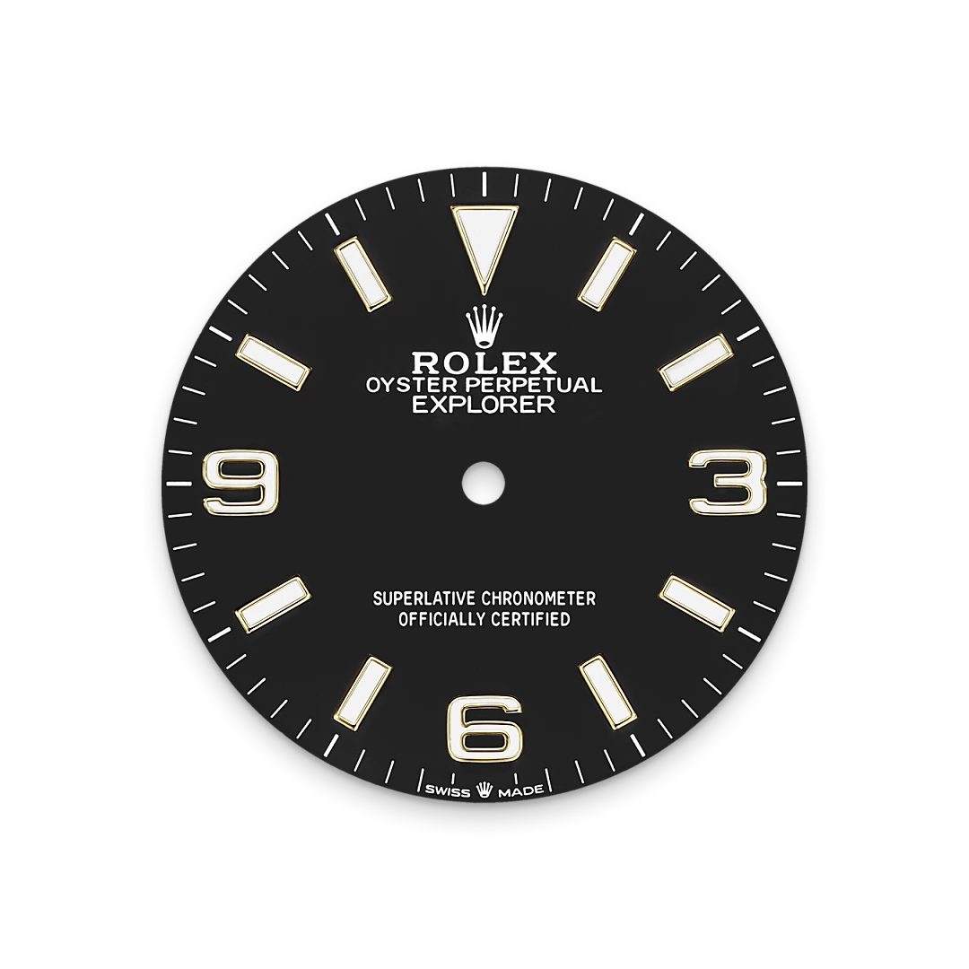 Rolex Explorer 36 in Oystersteel and yellow gold with Black dial, smooth bezel, and Oyster bracelet, m124273-0001 - Crisson