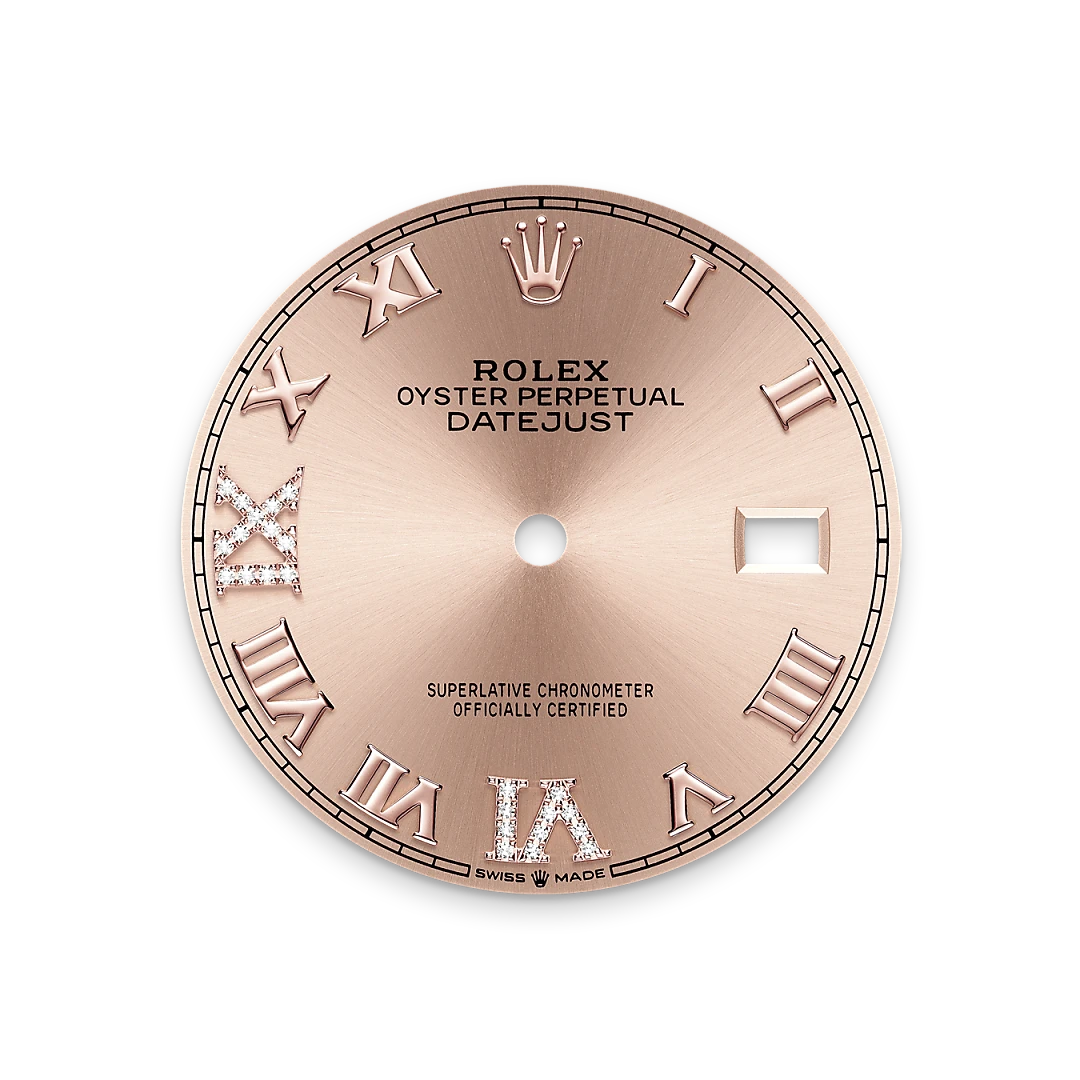 Rolex Datejust 36 in Oystersteel, Everose gold and diamonds with a rosé-colour dial with diamonds, bezel with diamonds, and Oyster bracelet - Crisson Rolex Datejust 36 in Oystersteel, Everose gold and diamonds with a rosé-colour dial with diamonds, bezel with diamonds, and Oyster bracelet - Crisson