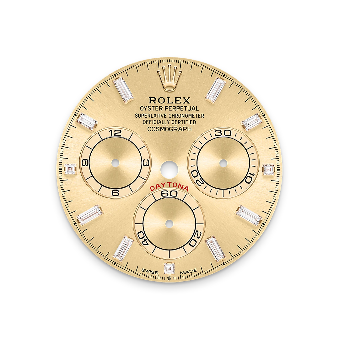 Rolex Cosmograph Daytona in yellow gold and diamonds with golden dial, bezel set with diamonds, and Oyster bracelet, m126598tbr-0001 - Crisson