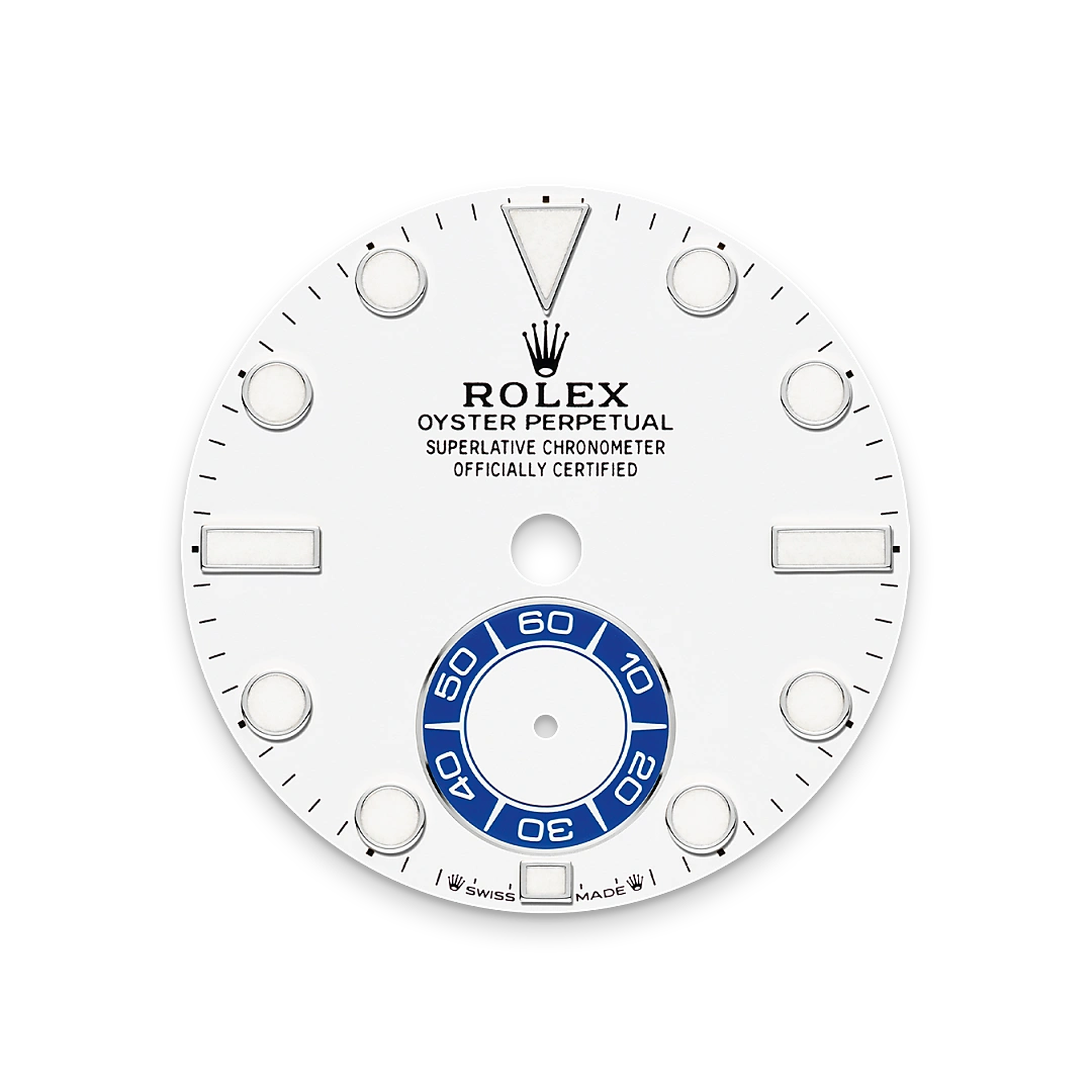 Rolex Yacht-Master II in Oystersteel with a White dial, blue Cerachrom insert in ceramic bezel, and Oyster bracelet, m126680-0001 - Crisson Rolex Yacht-Master II in Oystersteel with a White dial, blue Cerachrom insert in ceramic bezel, and Oyster bracelet, m126680-0001 - Crisson