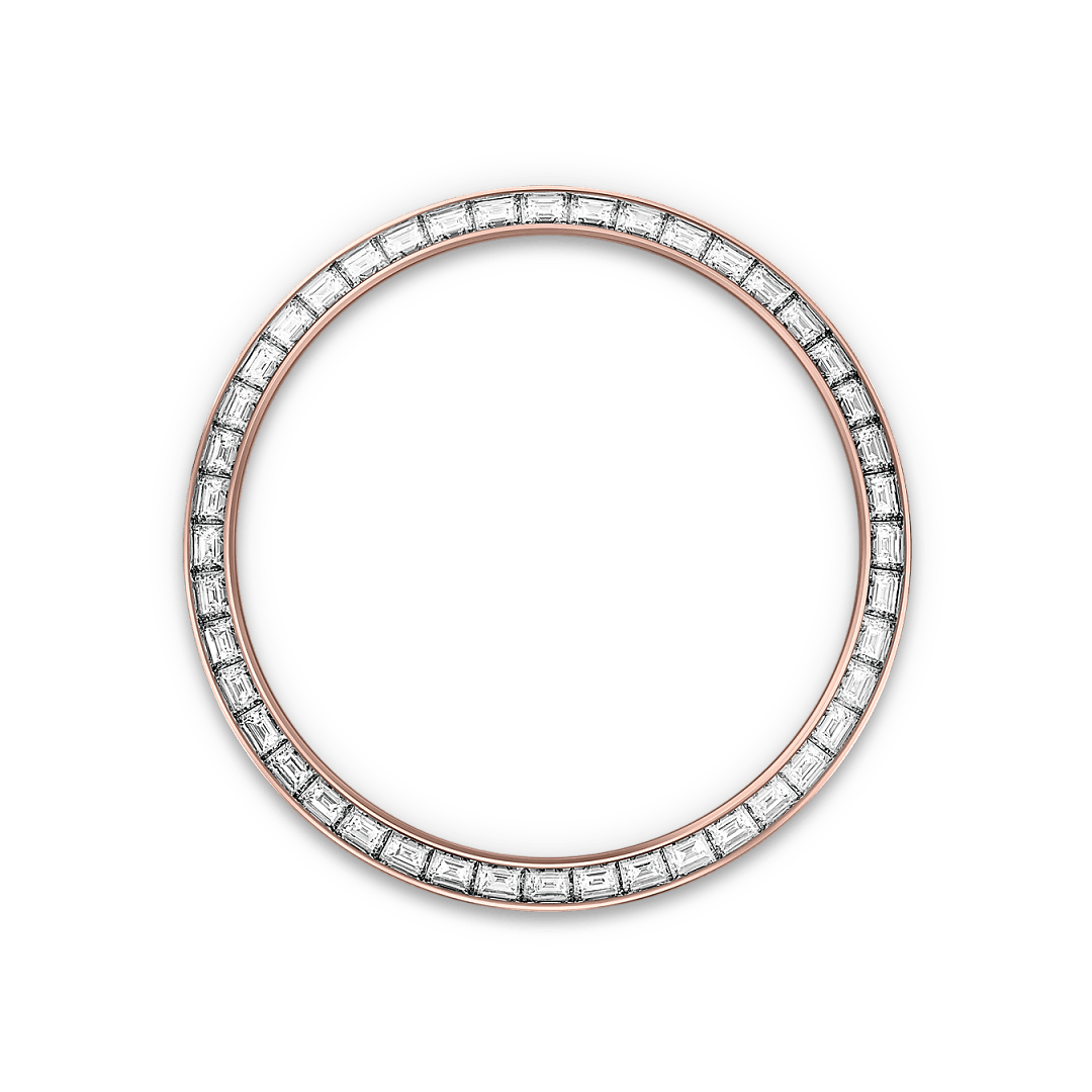 Rolex Land-Dweller 36 in Everose gold and diamonds with an intense white dial, fluted bezel, and flat Jubilee bracelet, m127285tbr-0002 - Crisson