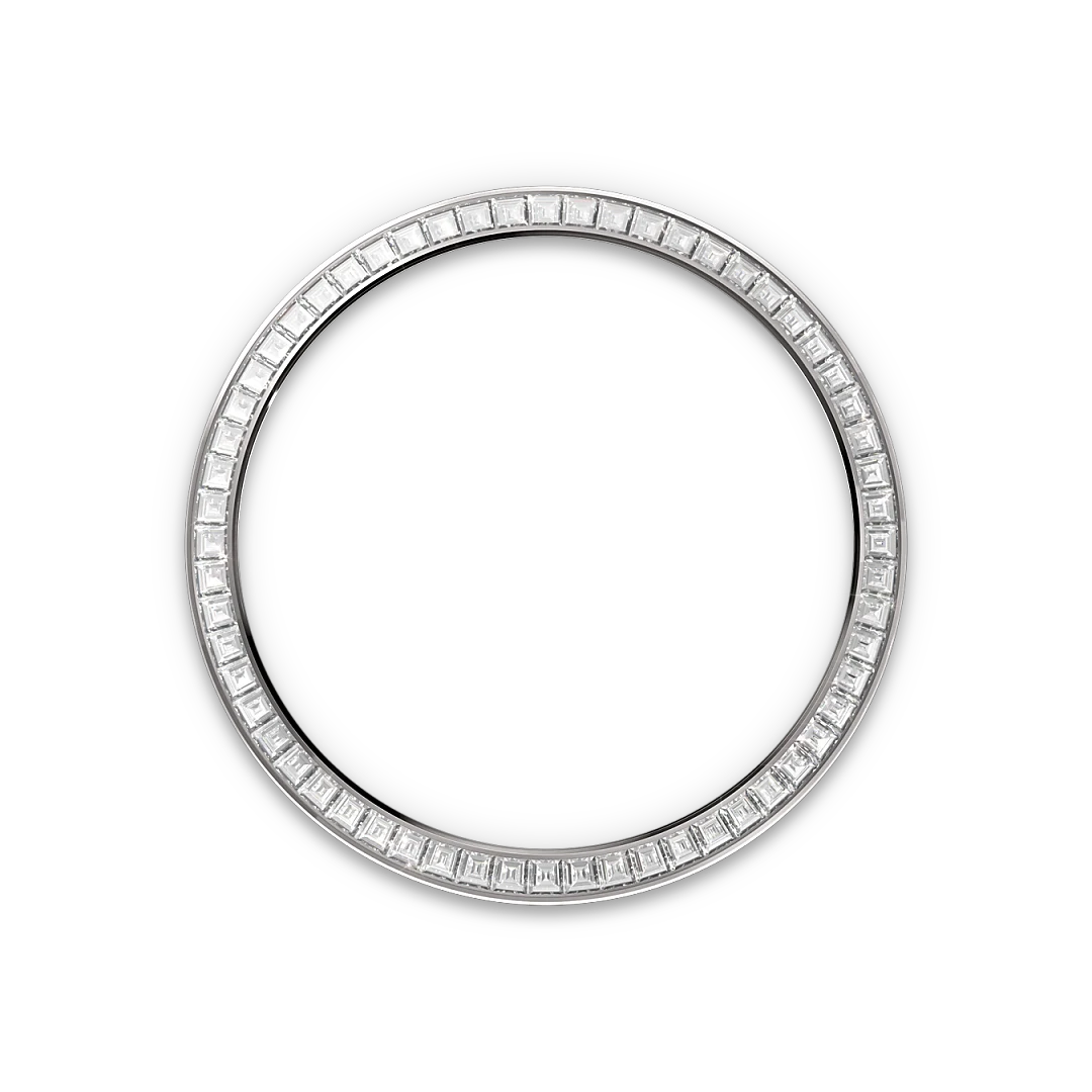 Rolex Day-Date 36 in white gold and diamonds, pink dial with diamonds, bezel with diamonds, and President bracelet, m128399tbr-0029 - Crisson