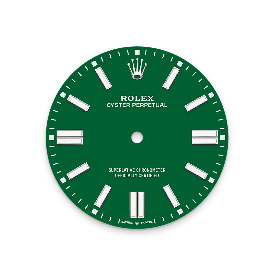 Rolex Oyster Perpetual 41 in Oystersteel with a Green dial, domed  bezel, and Oyster bracelet, m134300-0004 - Crisson