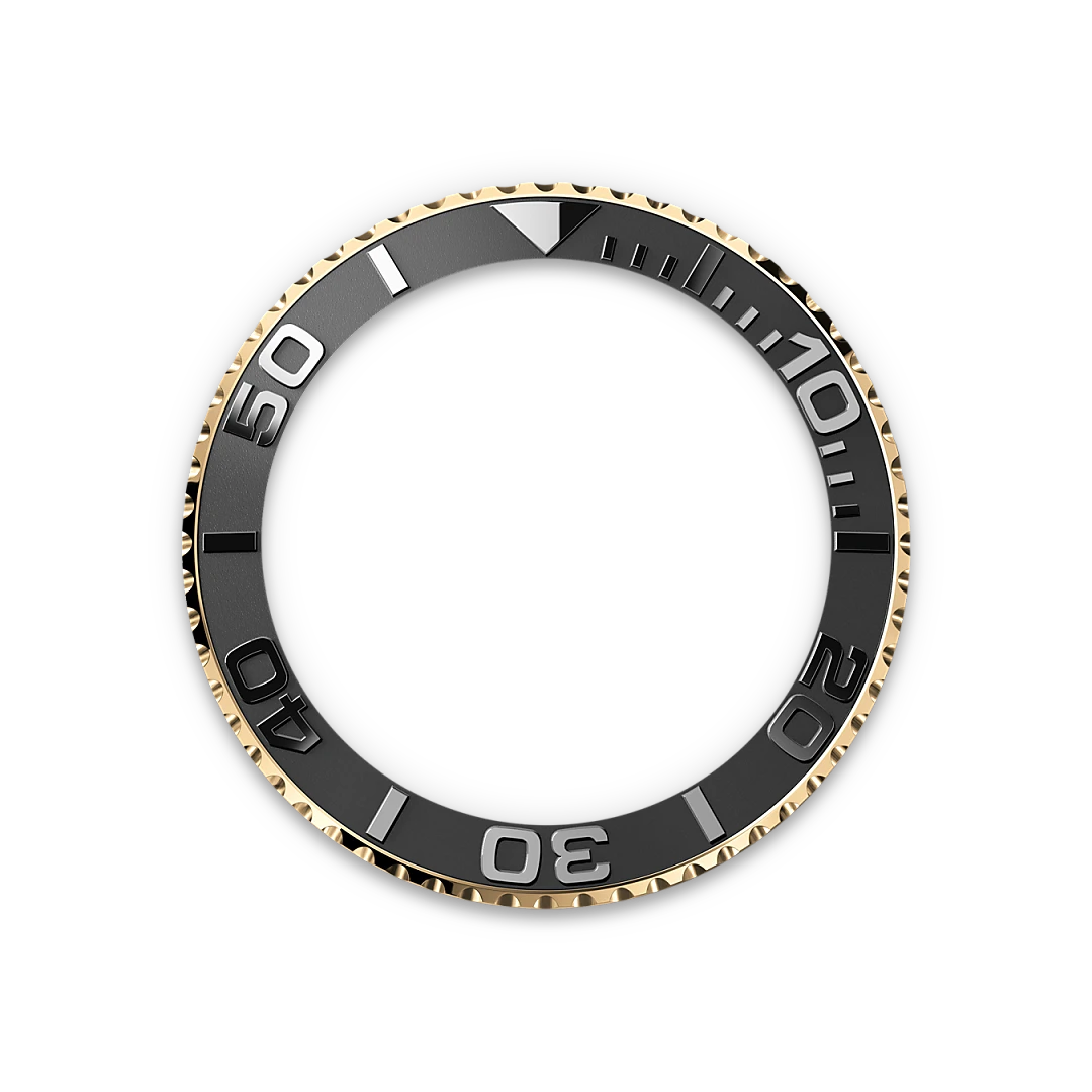 Rolex Yacht-Master 42 in yellow gold with a black dial, matt black Cerachrom insert in ceramic bezel, and Oysterflex bracelet, m226658-0001 - Crisson