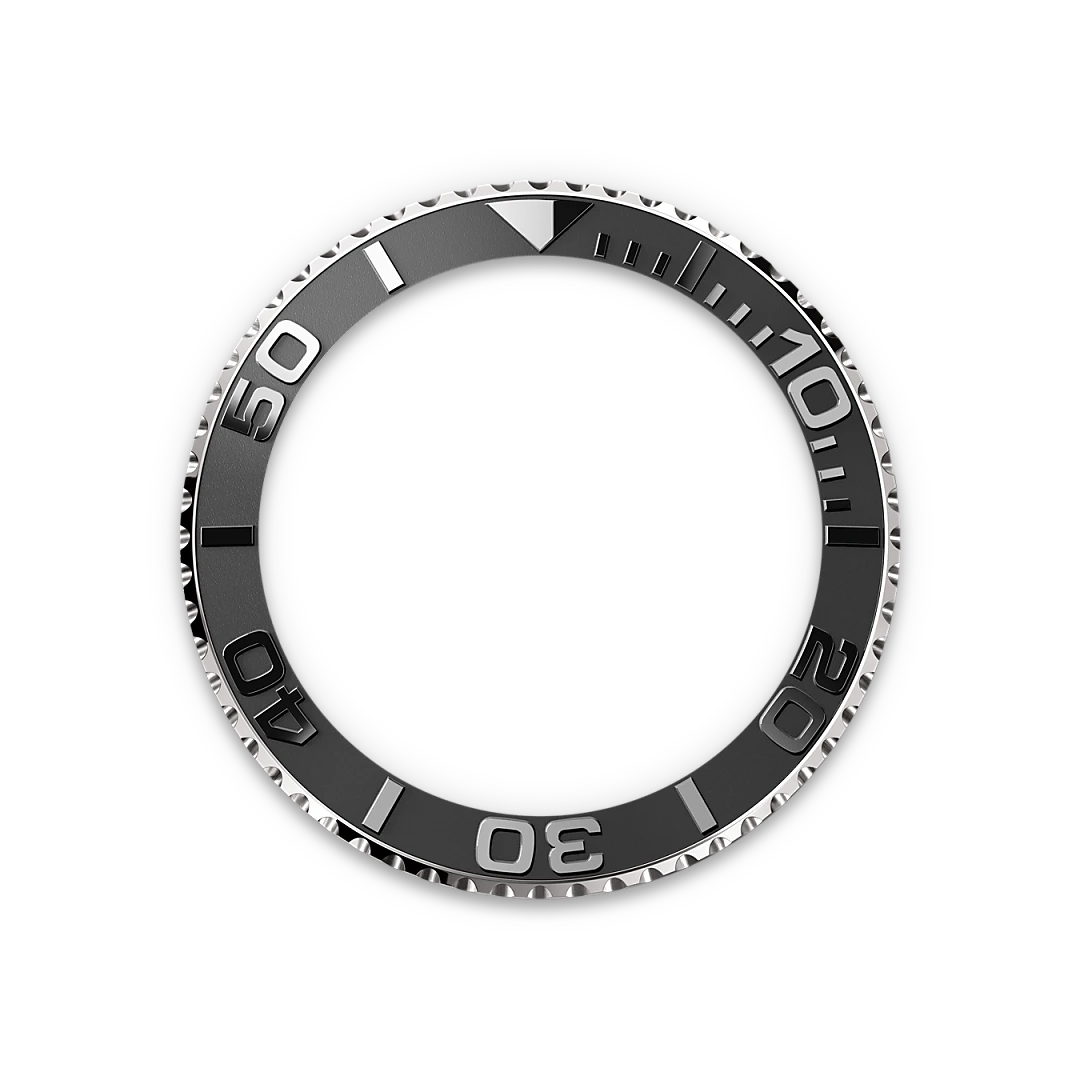 Rolex Yacht-Master 42 in white gold with a black dial, matt black Cerachrom insert in ceramic bezel, and Oysterflex bracelet, m226659-0002 - Crisson
