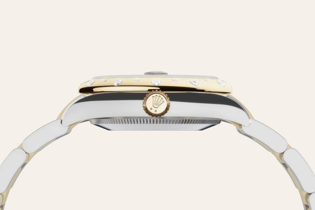 Rolex Datejust 31 in Oystersteel, yellow gold and diamonds with an Olive green Domed, set with diamonds dial, and Oyster bracelet, m278343rbr-0015 - Crisson